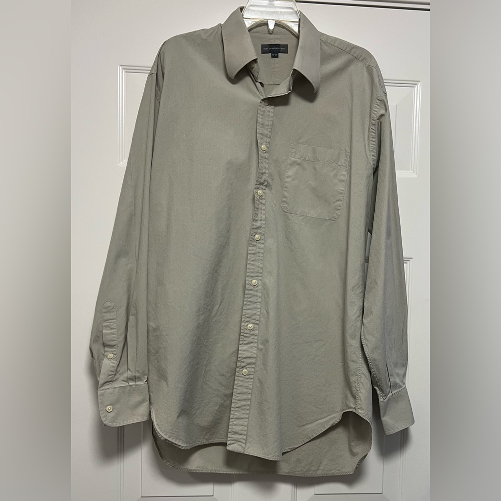 Hart Schaffner Marx Men's Light Gray Button Down Long Sleeve Shirt